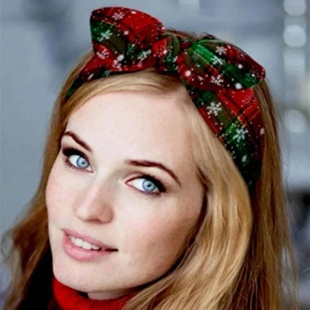 Christmas Topknot Headband, Holiday Headpiece, Plaid Headpiece, Holiday Headband